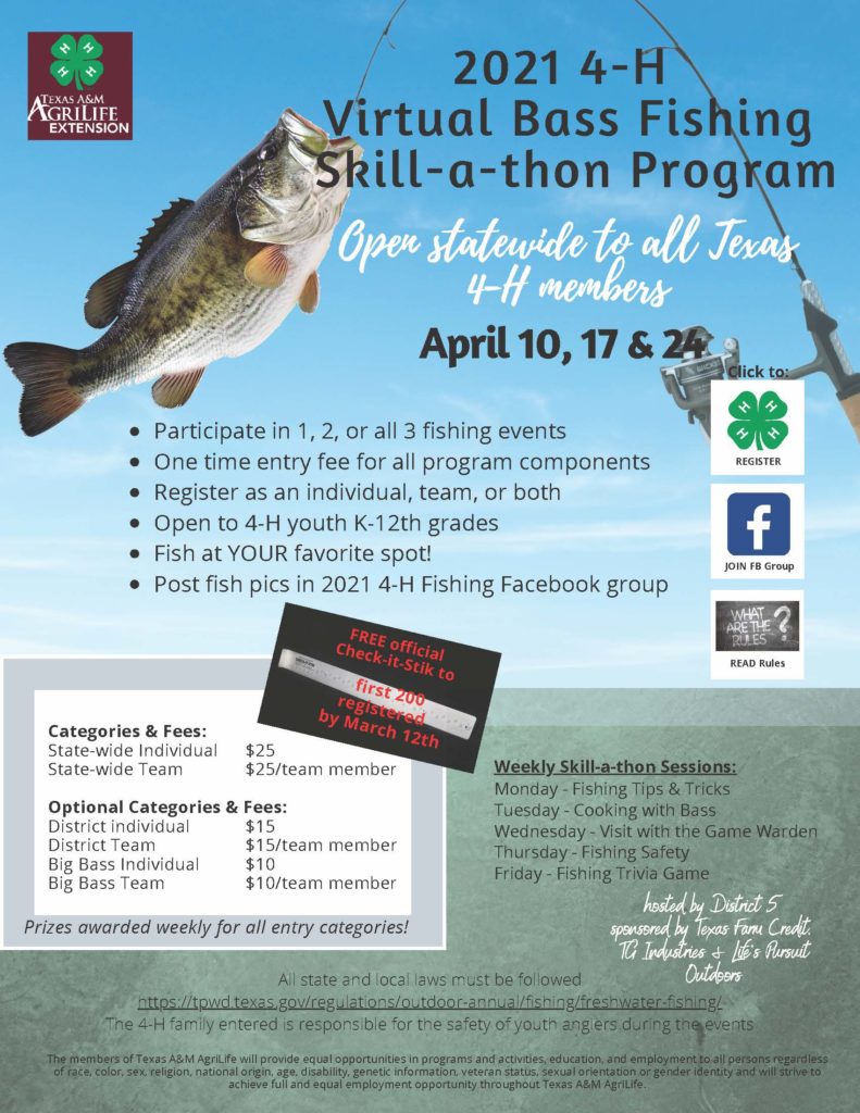 2021 4-H Virtual Fishing – Bass Skill-a-thon